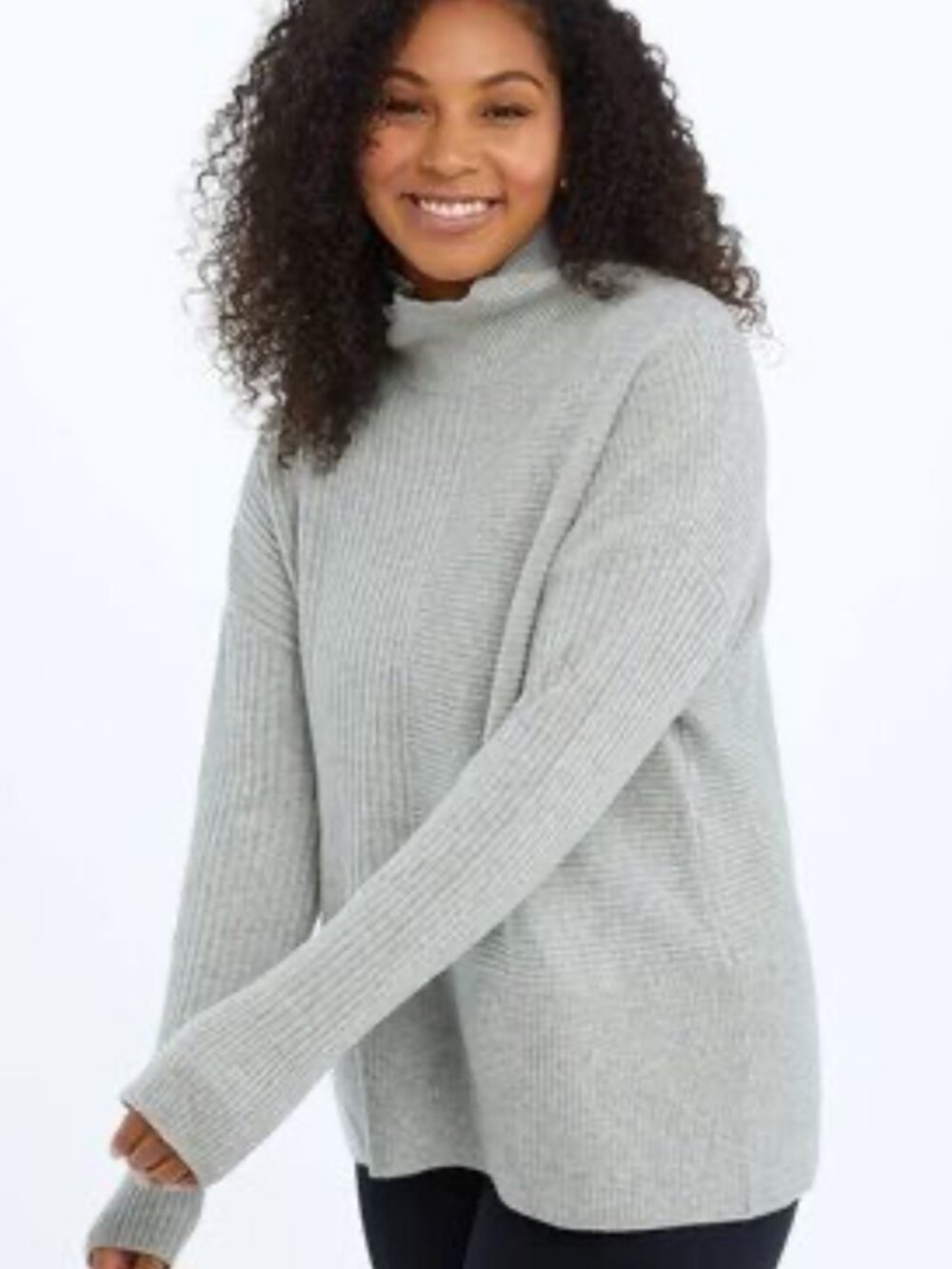 Summersalt The Luxe Wool Cashmere Funnel Neck Pullover Sweater Cozy Sz M